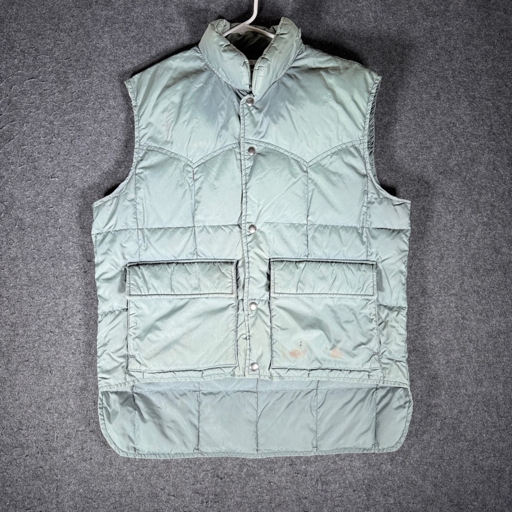Vintage Miller Stockman Down Filled Puffer Vest Sage Green Western Yoke Large